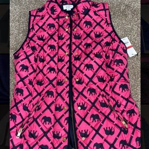 Navy And Pink elephant Crown and Ivy vest